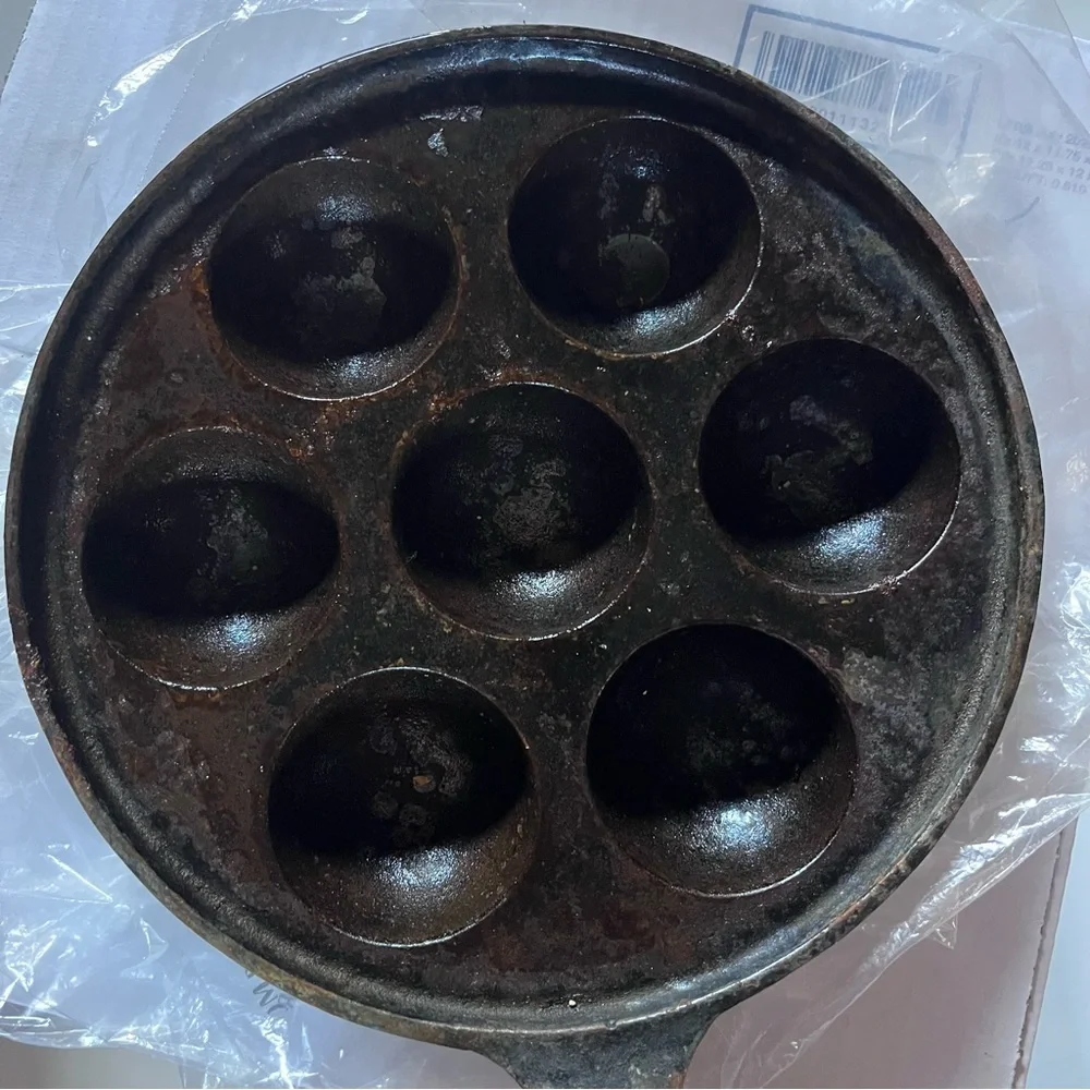 Vintage Cast Iron Danish Æbleskiver Muffin Pan Western Munk Pre Griswold